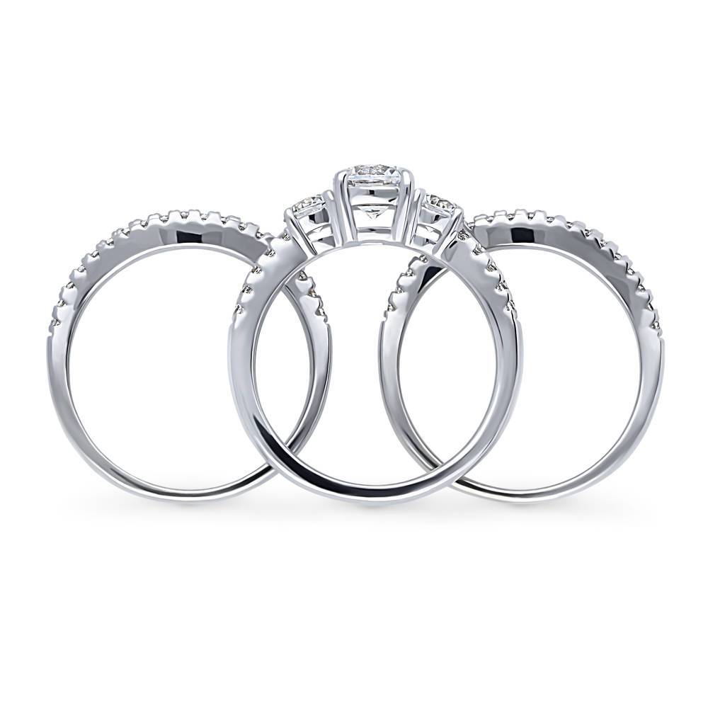 Alternate view of 3-Stone Round CZ Ring Set in Sterling Silver, 8 of 16
