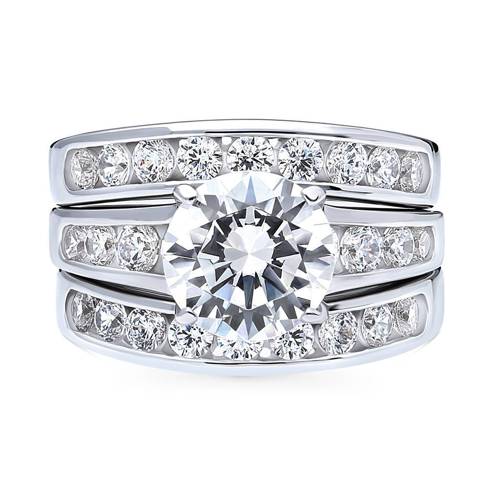 Solitaire 2.7ct CZ Ring Set in Sterling Silver, 1 of 19