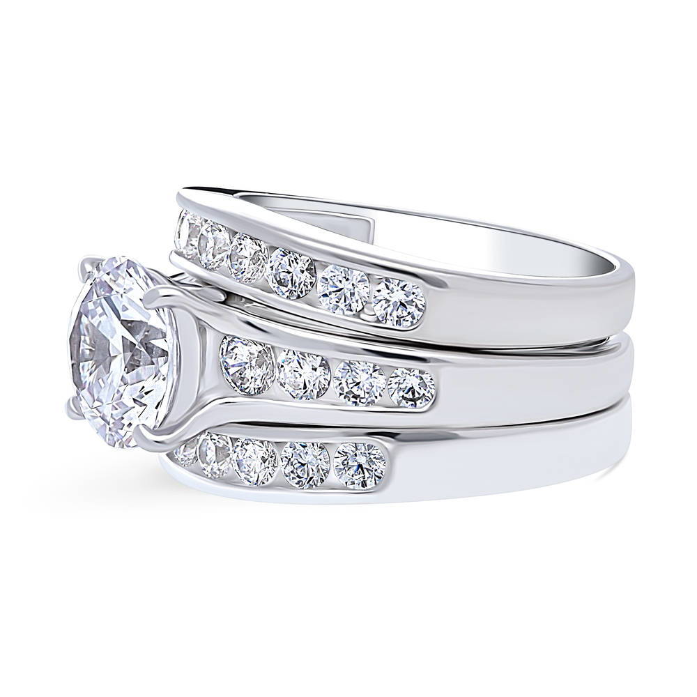 Angle view of Solitaire 2.7ct CZ Ring Set in Sterling Silver, 5 of 19