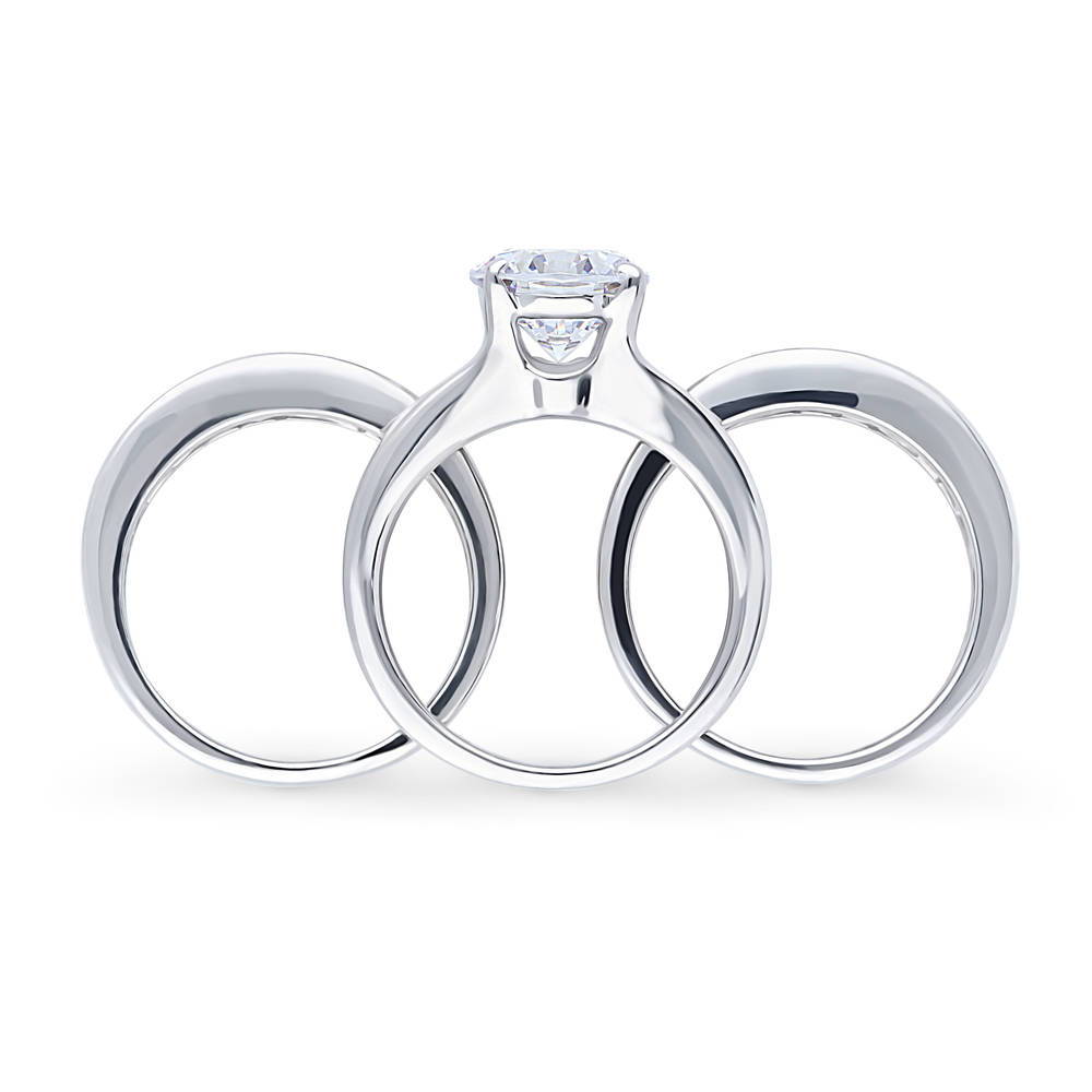 Solitaire 2.7ct CZ Ring Set in Sterling Silver