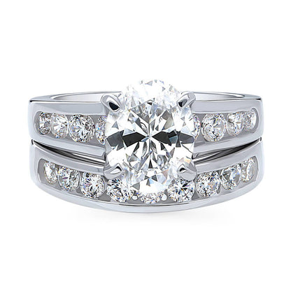 Solitaire 2.5ct Oval CZ Ring Set in Sterling Silver