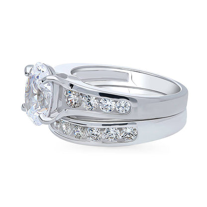 Solitaire 2.5ct Oval CZ Ring Set in Sterling Silver