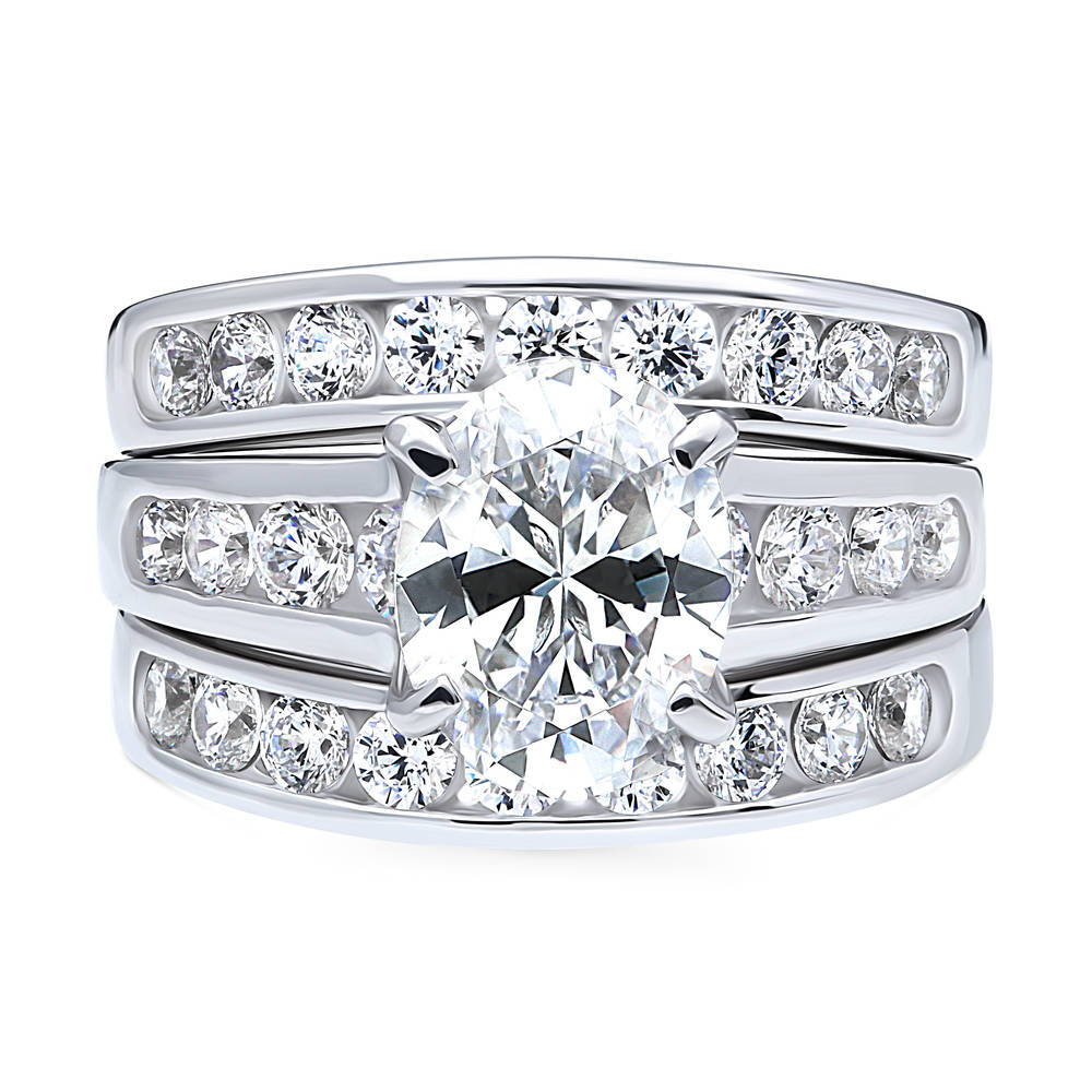 Solitaire 2.5ct Oval CZ Ring Set in Sterling Silver, 1 of 16