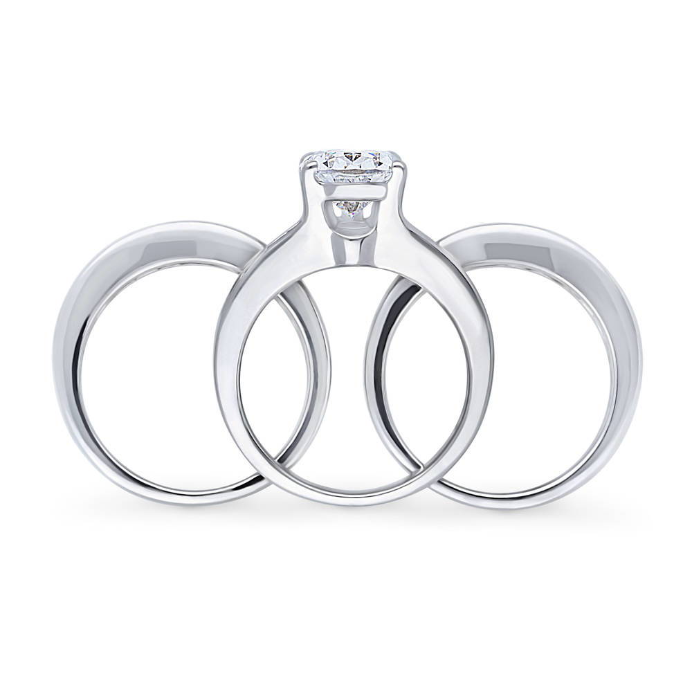 Alternate view of Solitaire 3ct Pear CZ Ring Set in Sterling Silver, 8 of 17