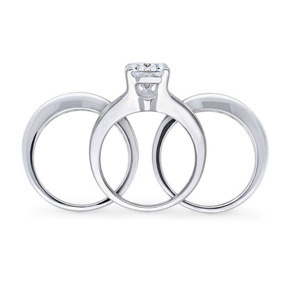 Solitaire 3ct Pear CZ Ring Set in Sterling Silver