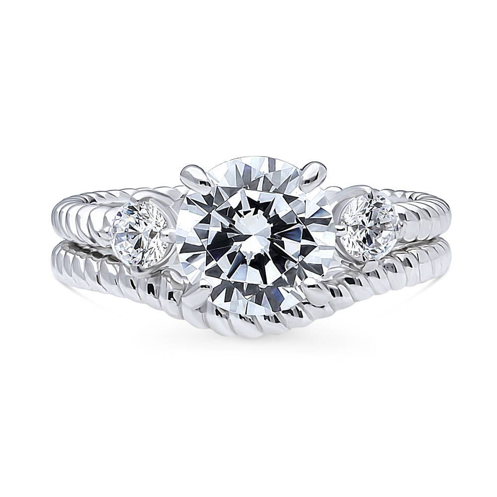 3-Stone Woven 2ct CZ Ring Set in Sterling Silver, 1 of 16