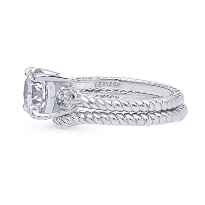 3-Stone Woven 2ct CZ Ring Set in Sterling Silver