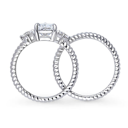3-Stone Woven 1.8ct Pear CZ Ring Set in Sterling Silver