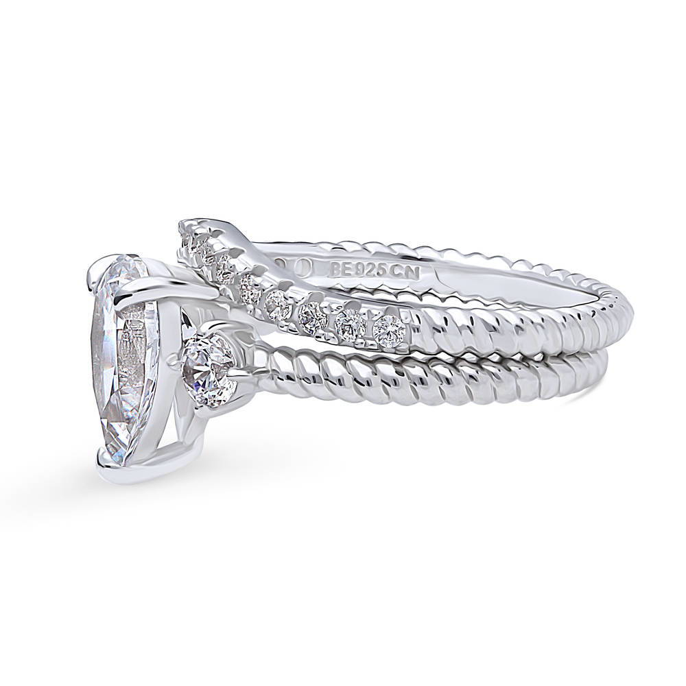 3-Stone Woven Pear CZ Ring Set in Sterling Silver