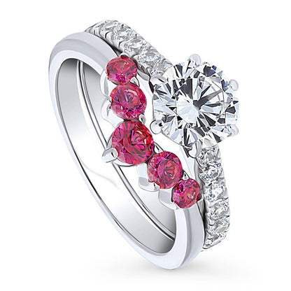 Solitaire 5-Stone Wishbone 1.25ct CZ Ring Set in Sterling Silver