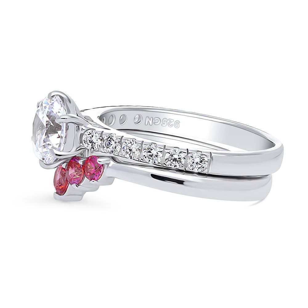 Angle view of Solitaire 5-Stone Wishbone 1.25ct CZ Ring Set in Sterling Silver, 5 of 19