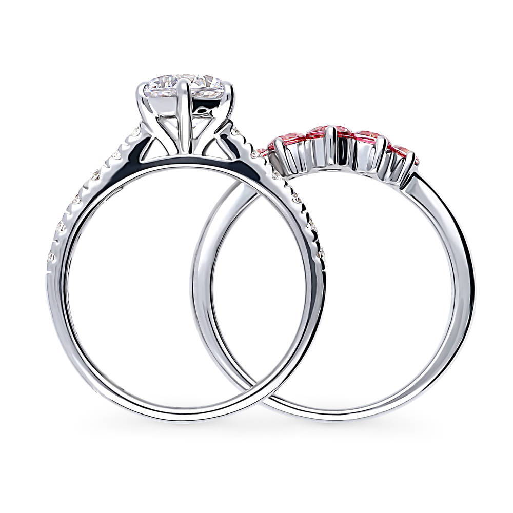Solitaire 5-Stone Wishbone 1.25ct CZ Ring Set in Sterling Silver
