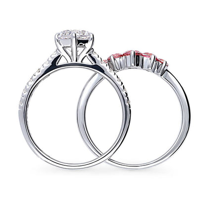Solitaire 5-Stone Wishbone 1.25ct CZ Ring Set in Sterling Silver