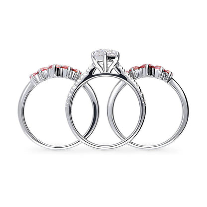 Solitaire 5-Stone Wishbone 1.25ct CZ Ring Set in Sterling Silver