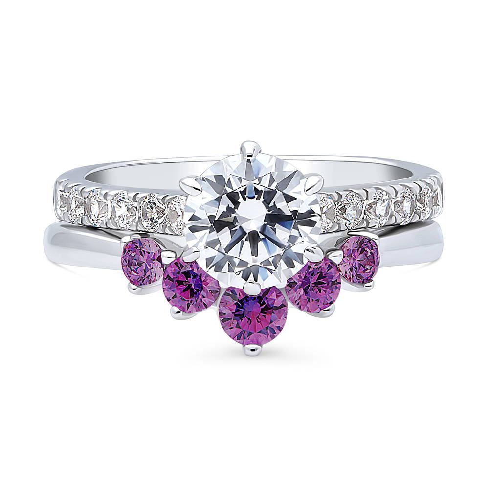 Solitaire 5-Stone Wishbone 1.25ct CZ Ring Set in Sterling Silver