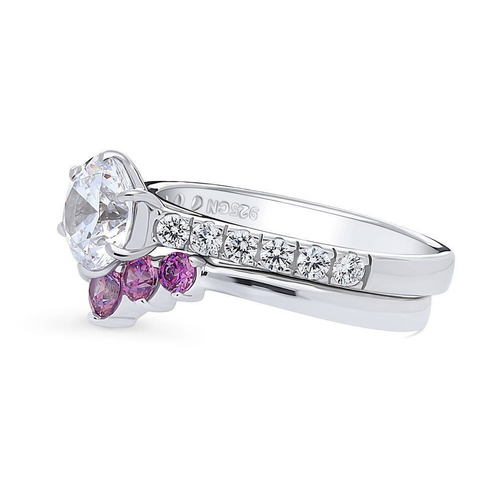 Solitaire 5-Stone Wishbone 1.25ct CZ Ring Set in Sterling Silver