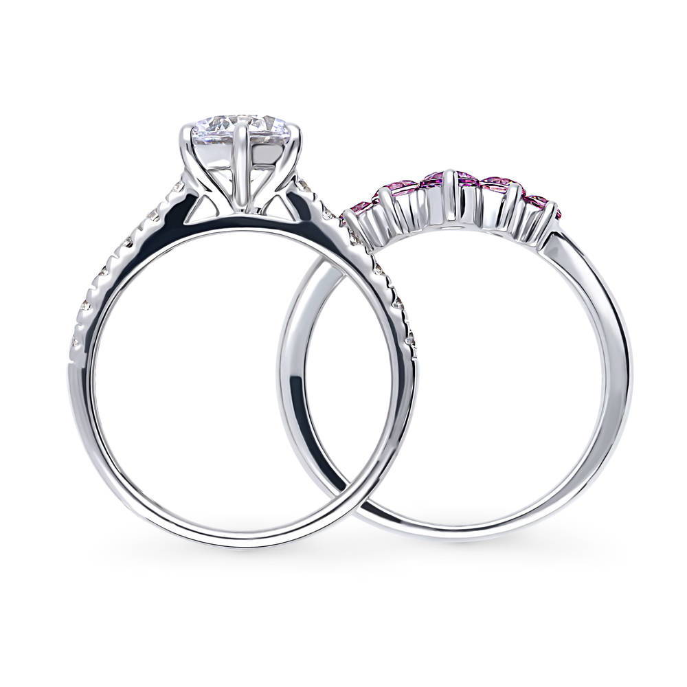 Solitaire 5-Stone Wishbone 1.25ct CZ Ring Set in Sterling Silver