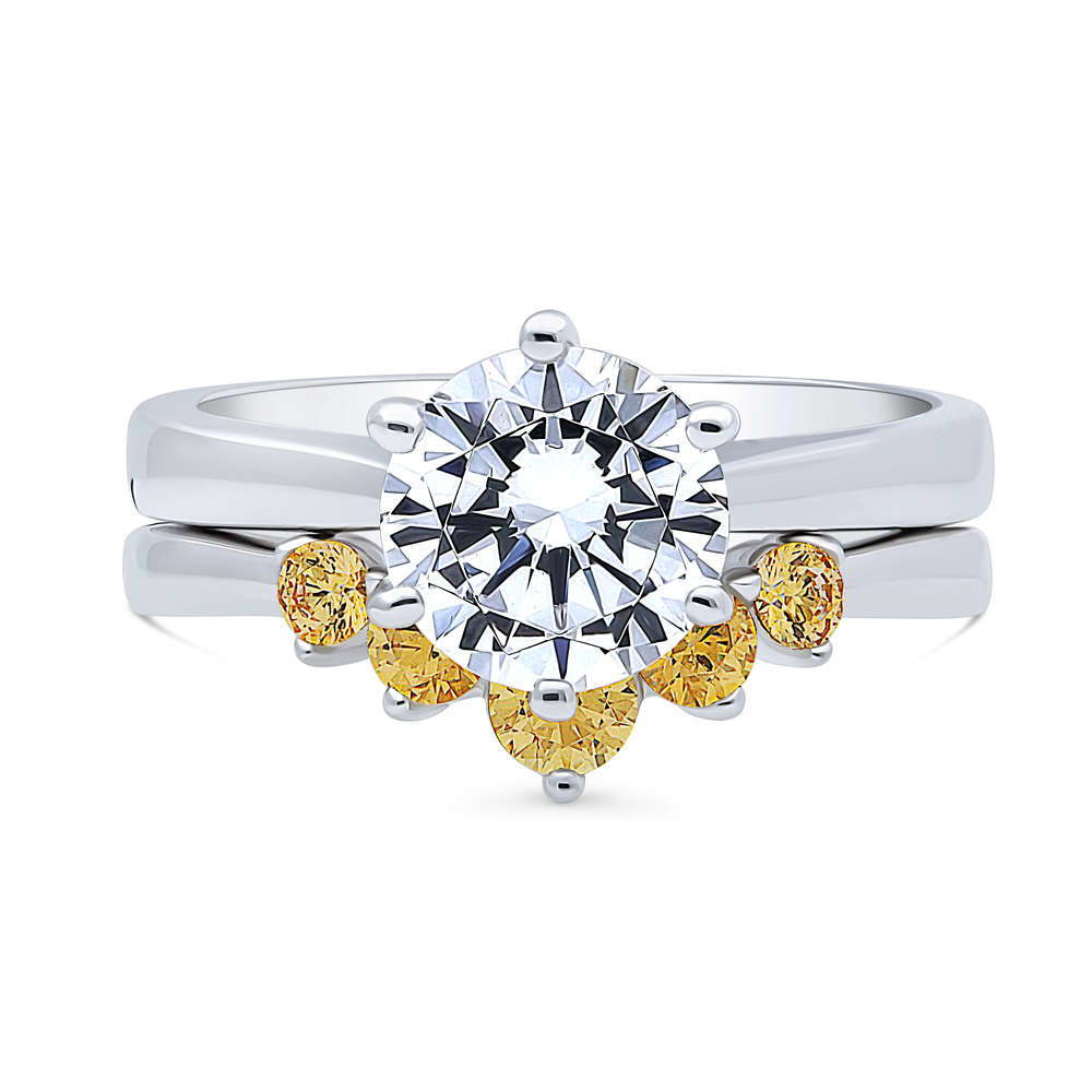 5-Stone Solitaire 2ct CZ Ring Set in Sterling Silver, 1 of 19