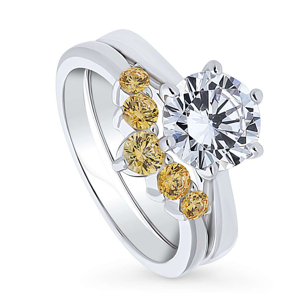 Front view of 5-Stone Solitaire 2ct CZ Ring Set in Sterling Silver, 4 of 19