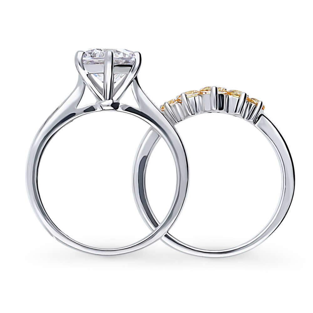 Alternate view of 5-Stone Solitaire 2ct CZ Ring Set in Sterling Silver, 8 of 19