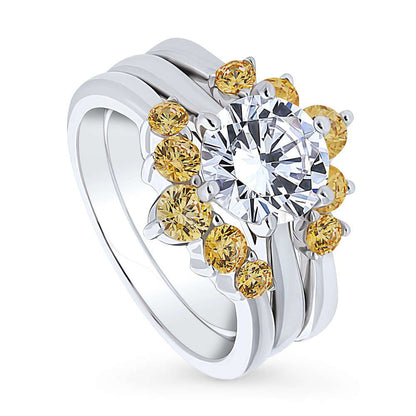 5-Stone Solitaire 2ct CZ Ring Set in Sterling Silver