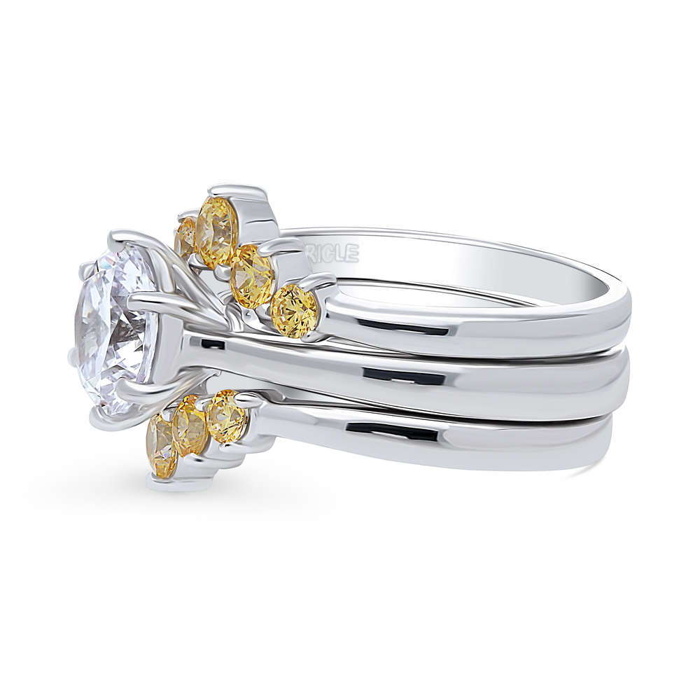 Angle view of 5-Stone Solitaire 2ct CZ Ring Set in Sterling Silver, 5 of 19