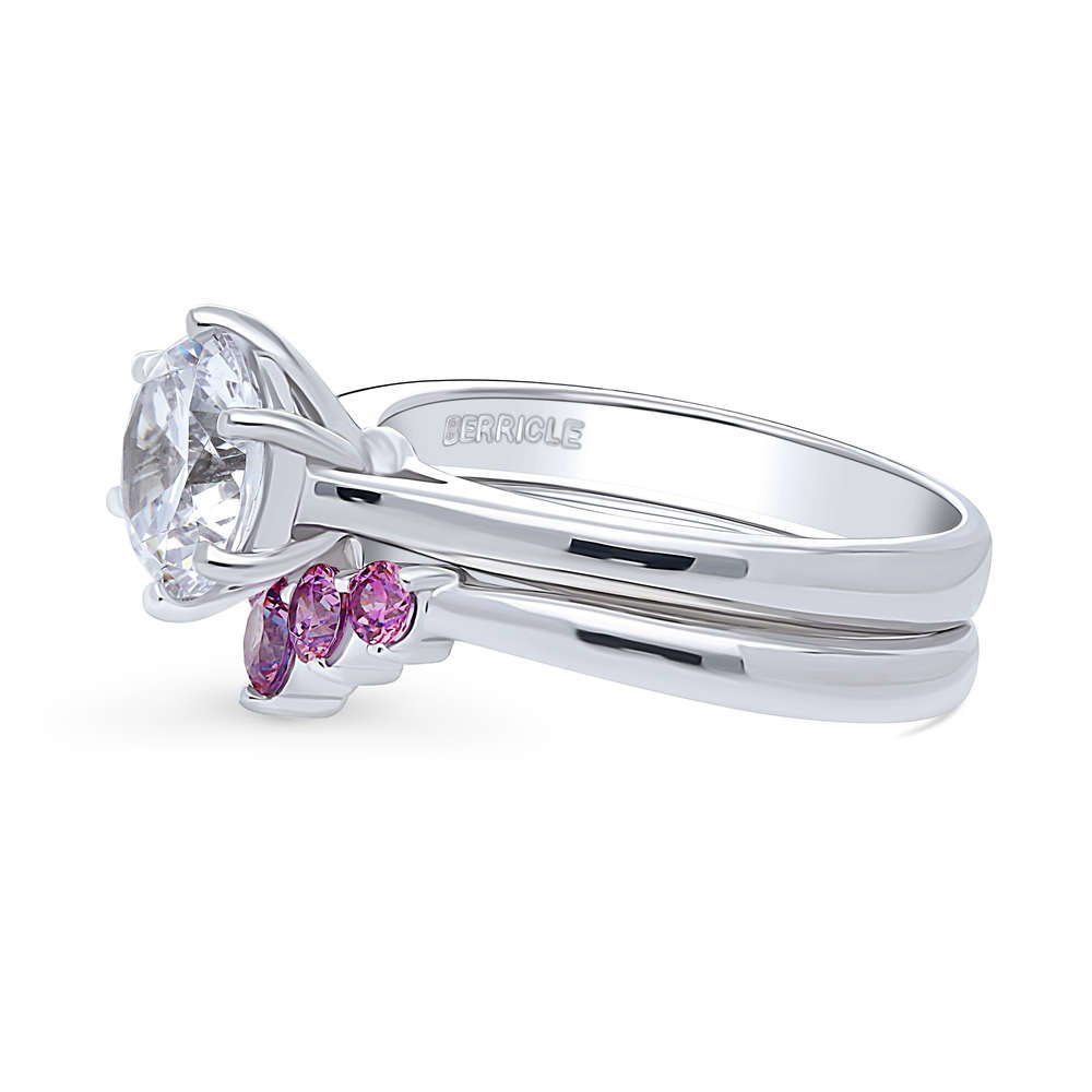 Solitaire 5-Stone Wishbone 2ct CZ Ring Set in Sterling Silver