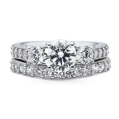 3-Stone 1.25ct CZ Ring Set in Sterling Silver