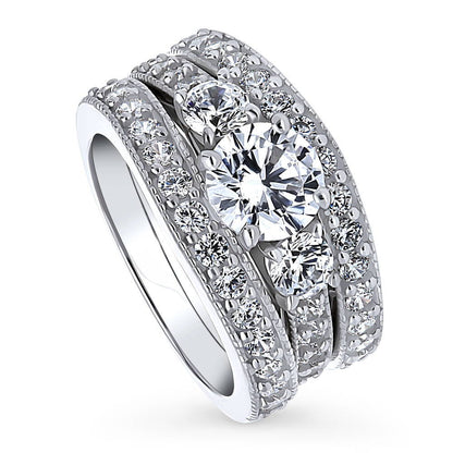 3-Stone 1.25ct CZ Ring Set in Sterling Silver