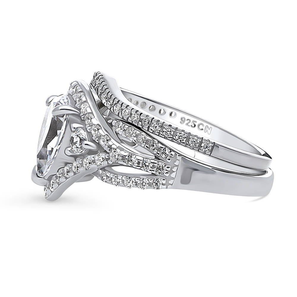 Wishbone Woven 3-Stone 1.3ct CZ Ring Set in Sterling Silver