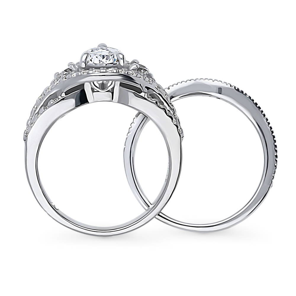 Alternate view of Wishbone Woven 3-Stone 1.3ct CZ Ring Set in Sterling Silver, 8 of 16