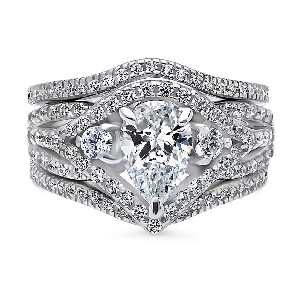 Wishbone Woven 3-Stone 1.3ct CZ Ring Set in Sterling Silver, 1 of 16