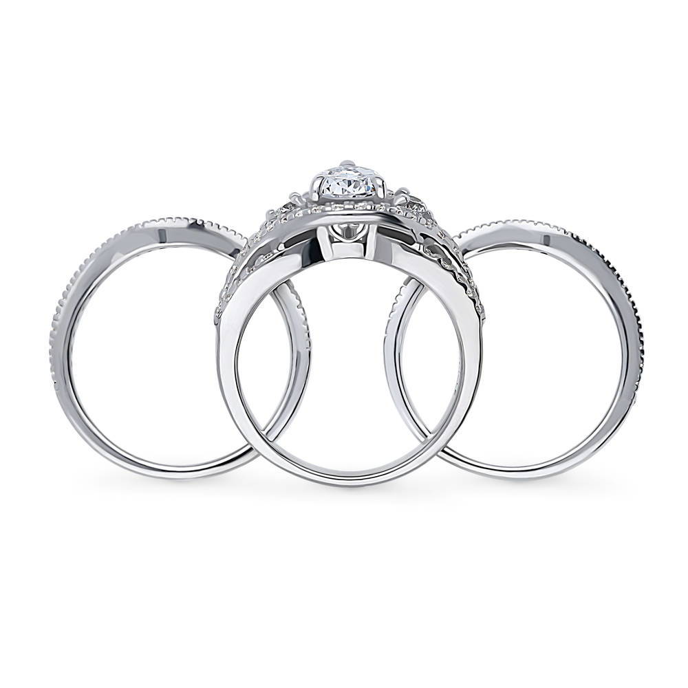 Alternate view of Wishbone Woven 3-Stone 1.3ct CZ Ring Set in Sterling Silver, 8 of 16