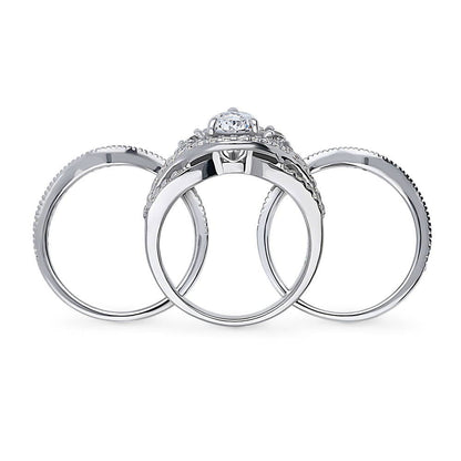 Wishbone Woven 3-Stone 1.3ct CZ Ring Set in Sterling Silver