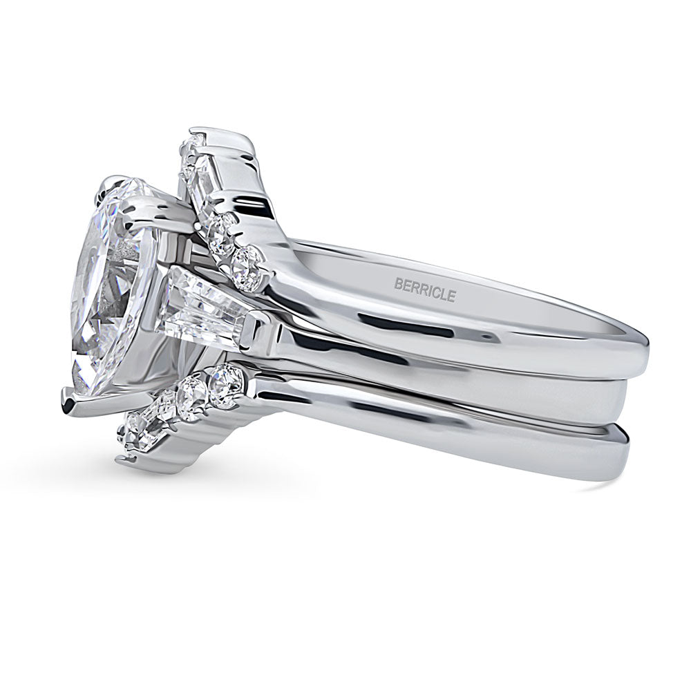 7-Stone Solitaire CZ Ring Set in Sterling Silver