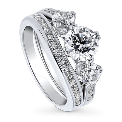 3-Stone 1.25ct CZ Ring Set in Sterling Silver