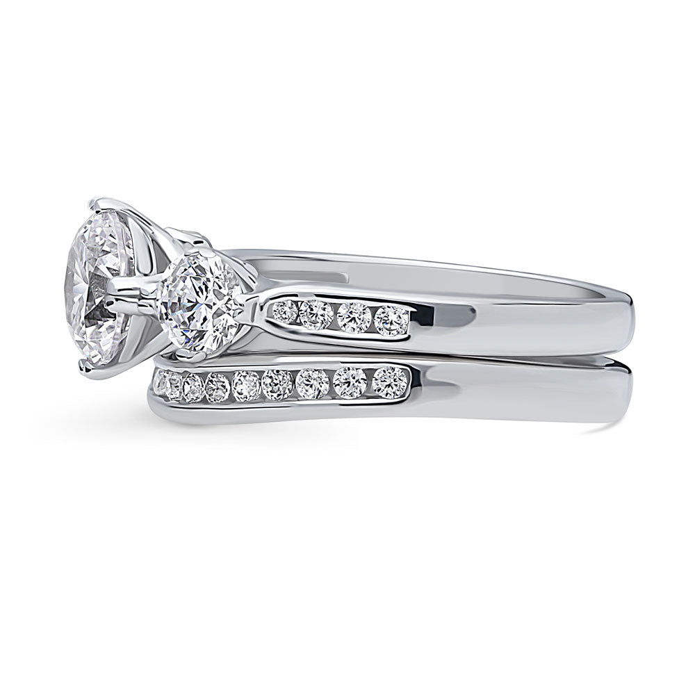 Angle view of 3-Stone 1.25ct CZ Ring Set in Sterling Silver, 5 of 12