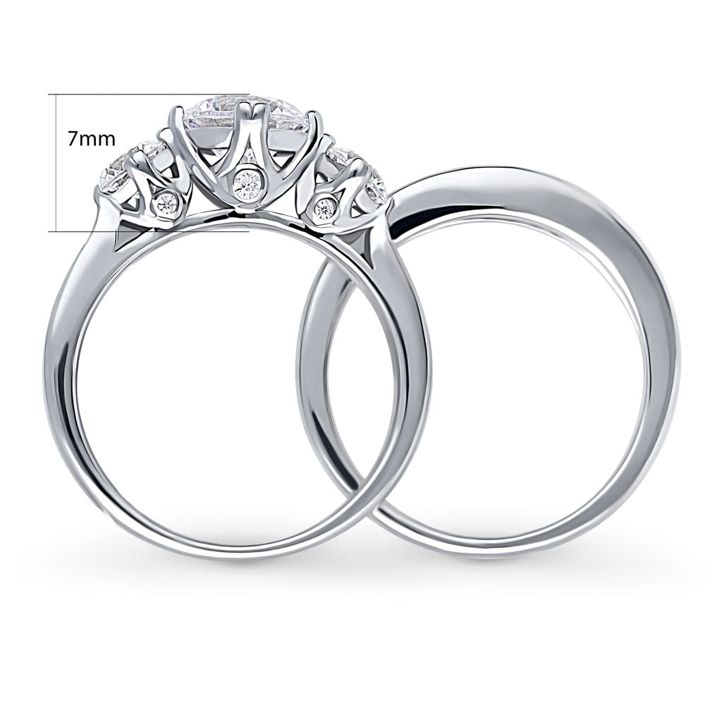 3-Stone 1.25ct CZ Ring Set in Sterling Silver