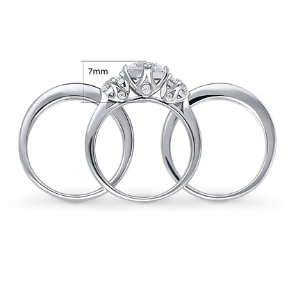 3-Stone 1.25ct CZ Ring Set in Sterling Silver
