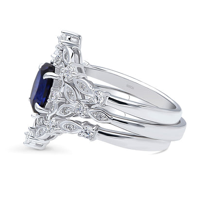 Halo Art Deco Chevron V Shaped CZ Ring Set in Sterling Silver