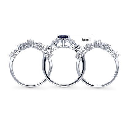 Halo Art Deco Chevron V Shaped CZ Ring Set in Sterling Silver