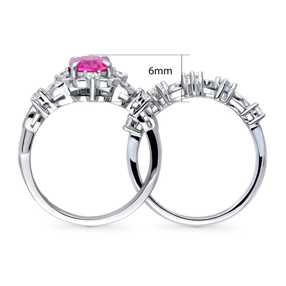 Halo Art Deco Chevron V Shaped CZ Ring Set in Sterling Silver