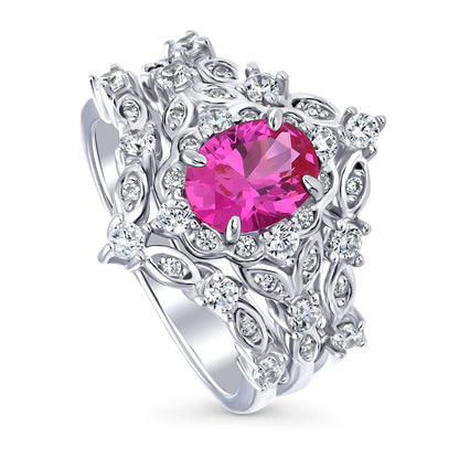 Halo Art Deco Chevron V Shaped CZ Ring Set in Sterling Silver