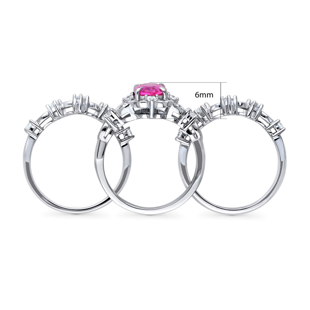 Halo Art Deco Chevron V Shaped CZ Ring Set in Sterling Silver