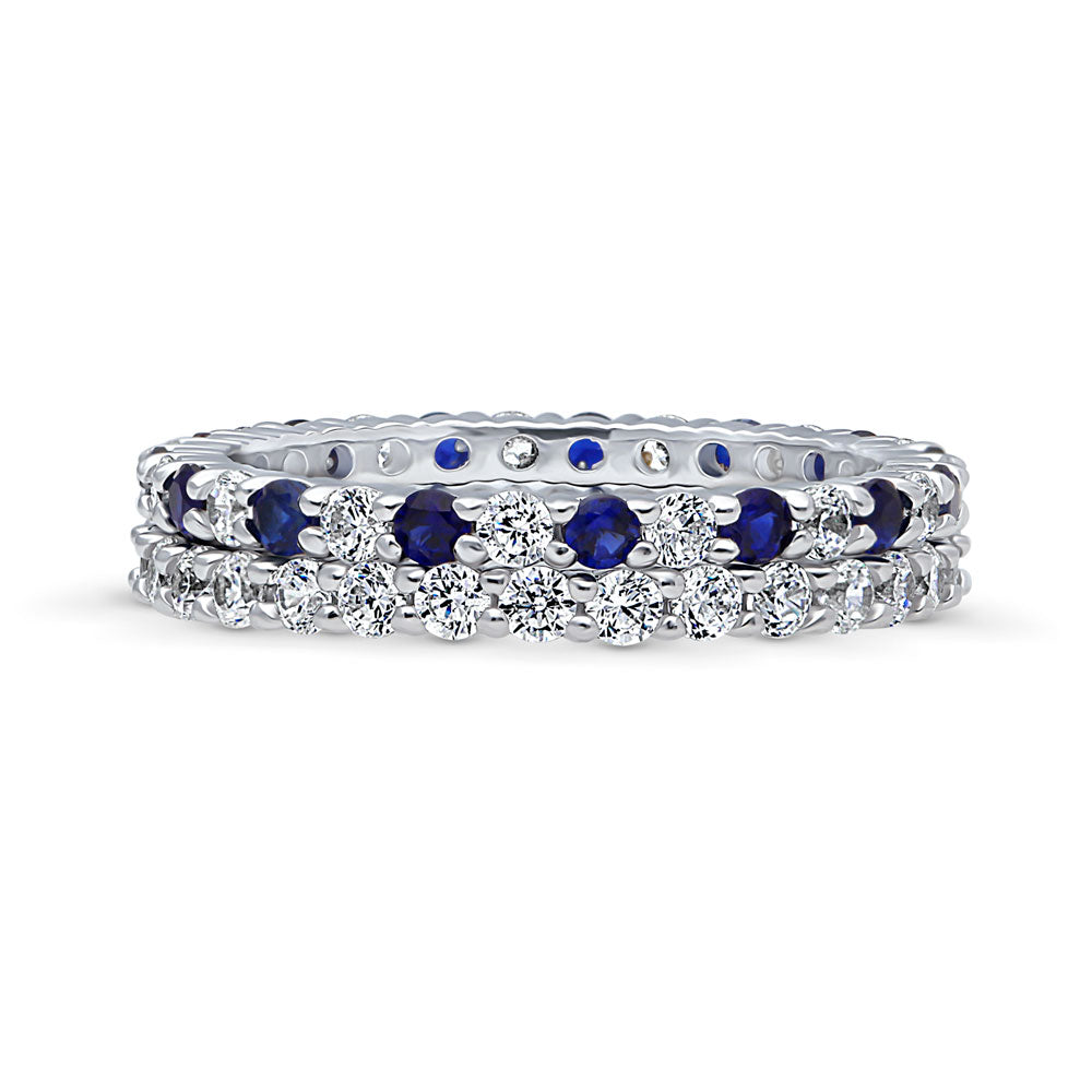 Pave CZ Eternity Ring Set in Sterling Silver