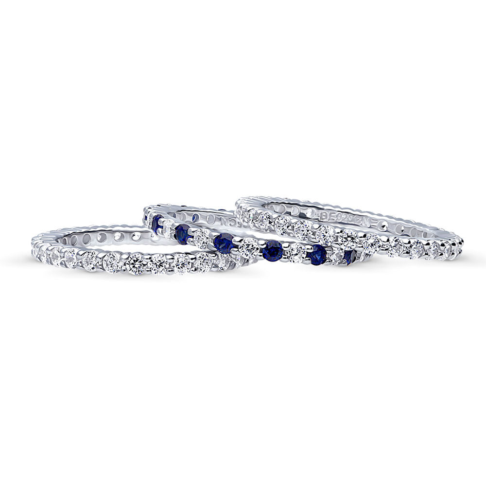 Front view of Pave CZ Eternity Ring Set in Sterling Silver, 4 of 8
