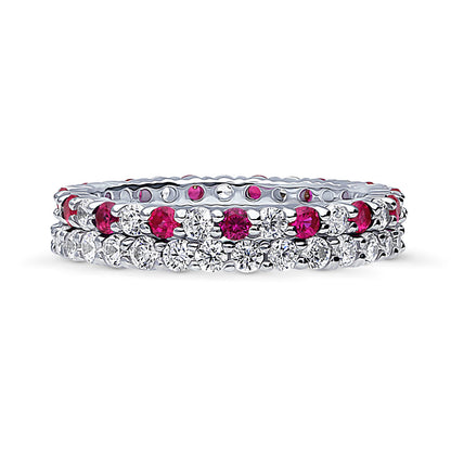 Pave CZ Eternity Ring Set in Sterling Silver