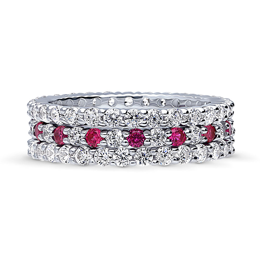 Pave CZ Eternity Ring Set in Sterling Silver, 1 of 7
