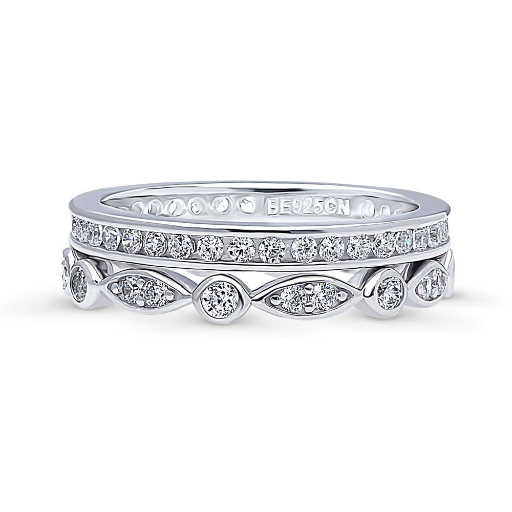 Bubble Bezel CZ Eternity Ring Set in Sterling Silver