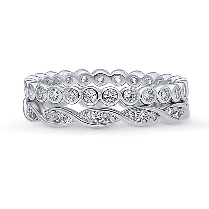 Bubble Woven Pave CZ Eternity Ring Set in Sterling Silver